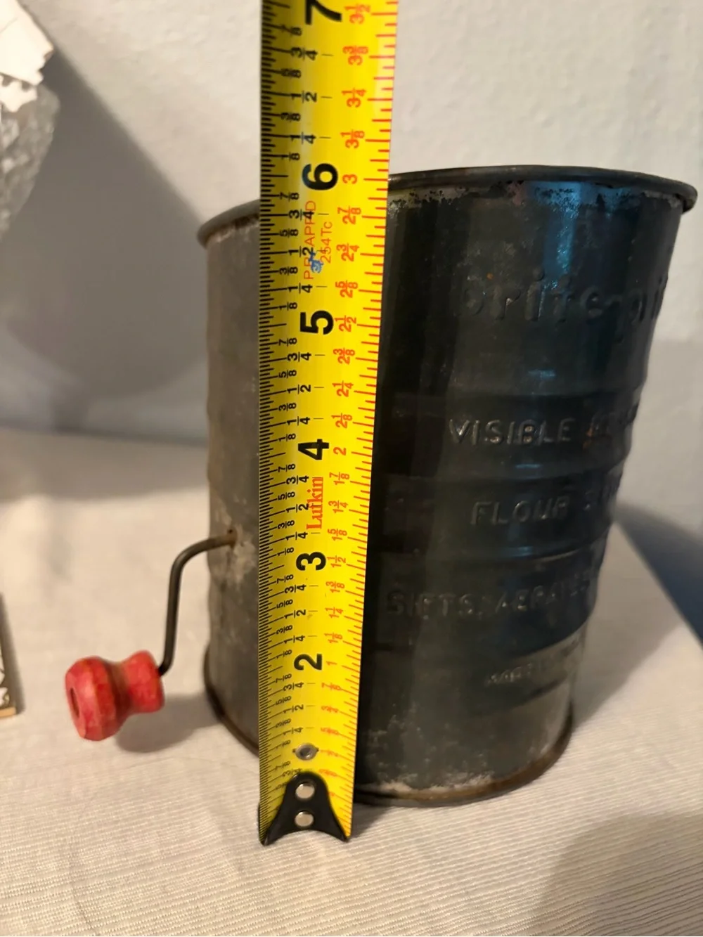 Vintage 1950s Brite-Pride 5 Cup Flour Sifter Red Wood Handle USA